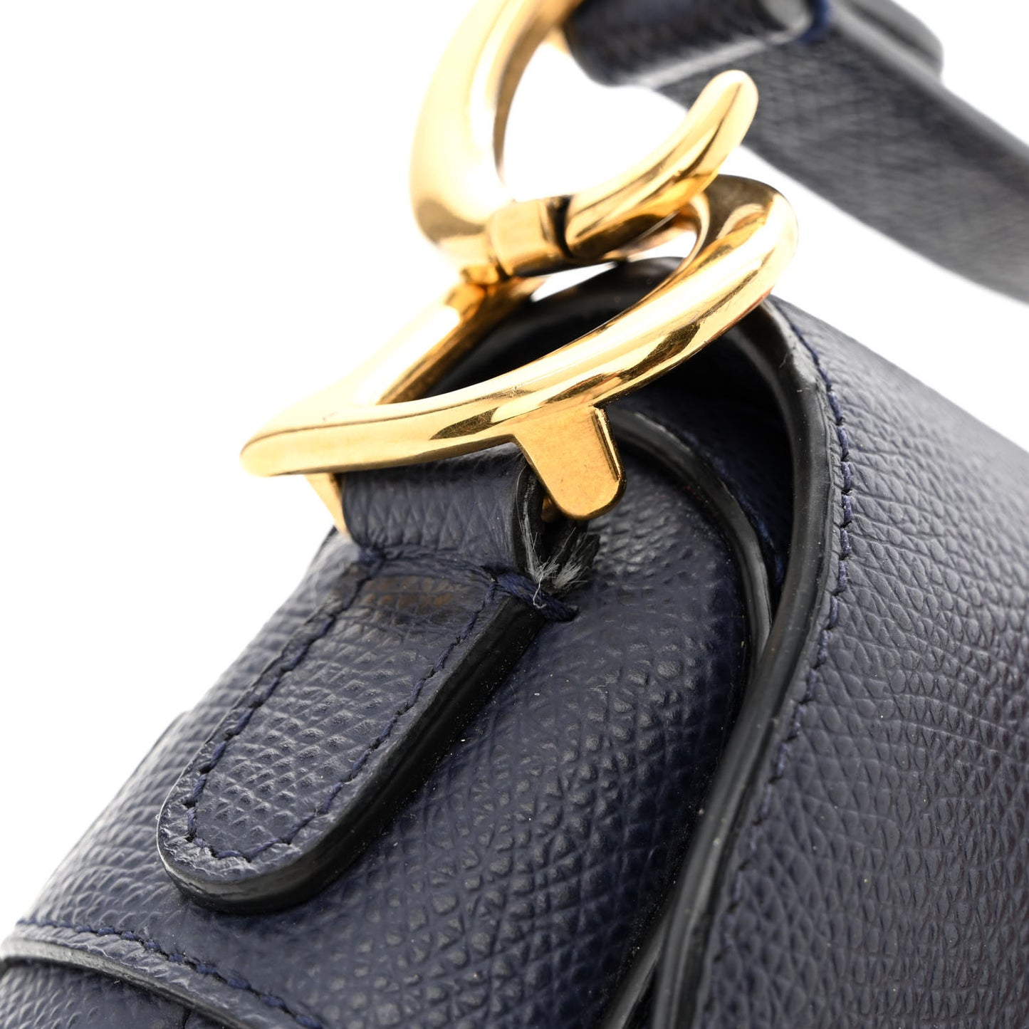 Grained Calfskin Mini Saddle Bag Navy