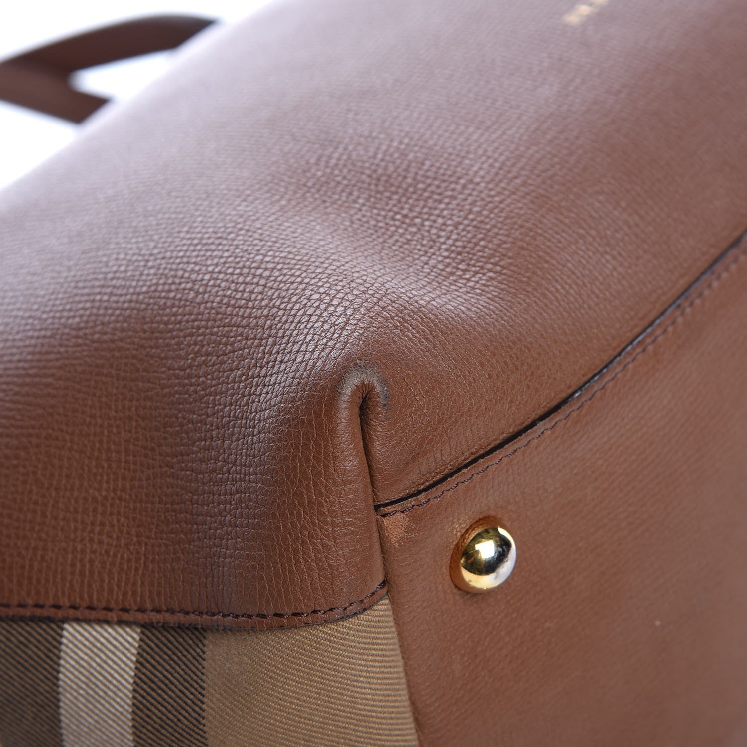 Burberry Derby Calfskin House Check Medium Welburn Tote Tan 14 of 21