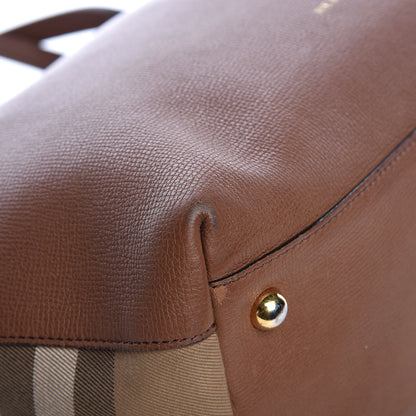 Burberry Derby Calfskin House Check Medium Welburn Tote Tan 14 of 21