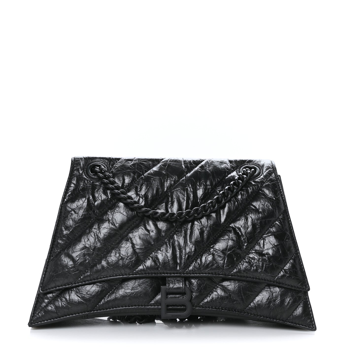 Crushed Calfskin Quilted Matte Black Hardware Medium Crush Chain Bag Black
