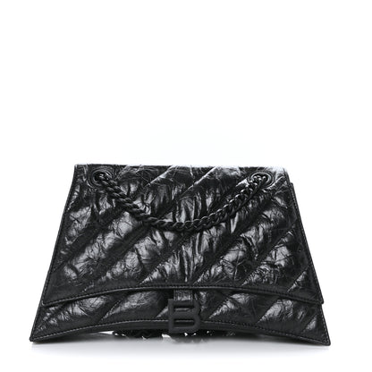 Balenciaga Crushed Calfskin Quilted Matte Black Hardware Medium Crush Chain Bag Black 1 of 9
