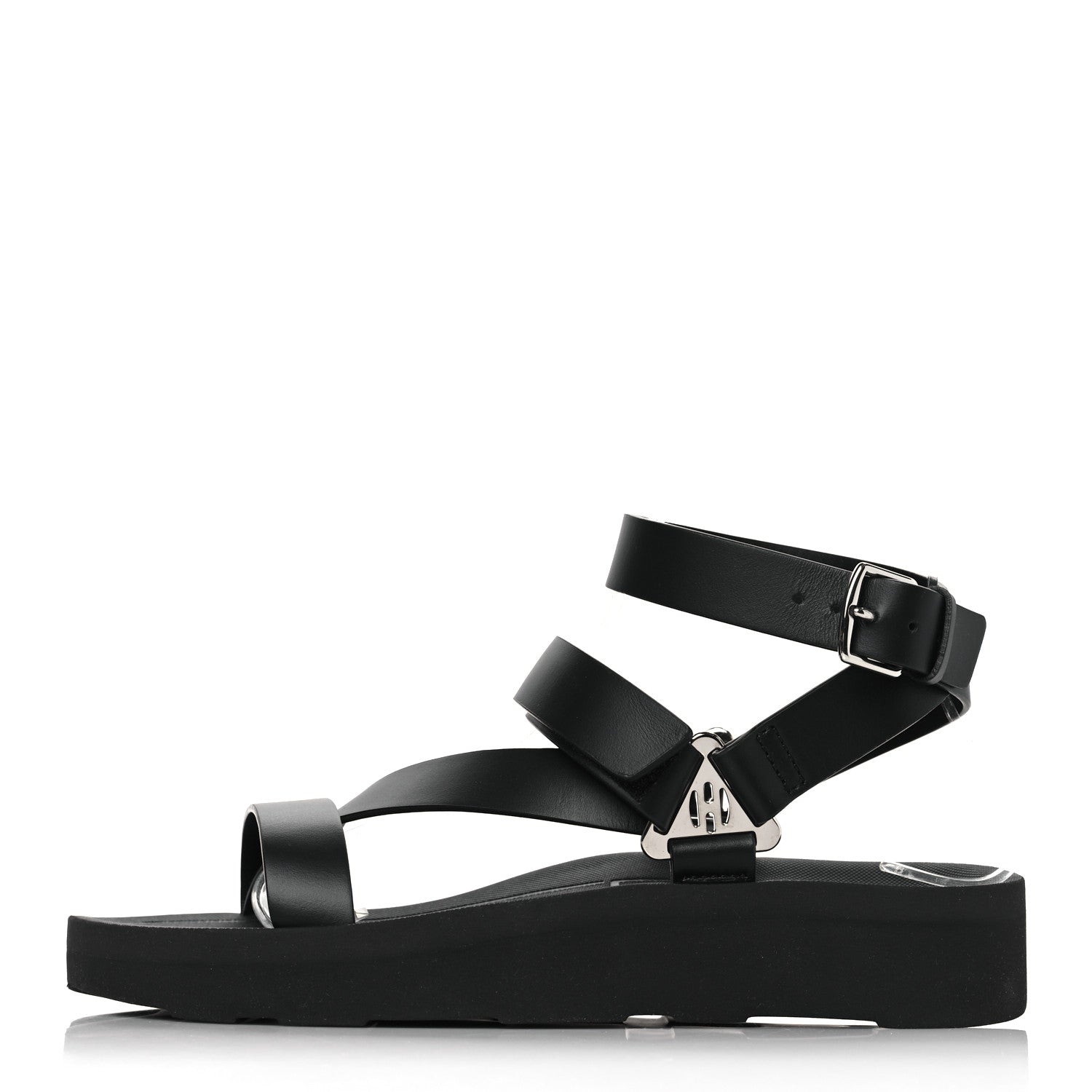 Hermes Calfskin Womens Galaxy Sandals 38.5 Black 1 of 8