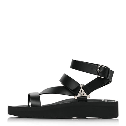 Hermes Calfskin Womens Galaxy Sandals 38.5 Black 1 of 8