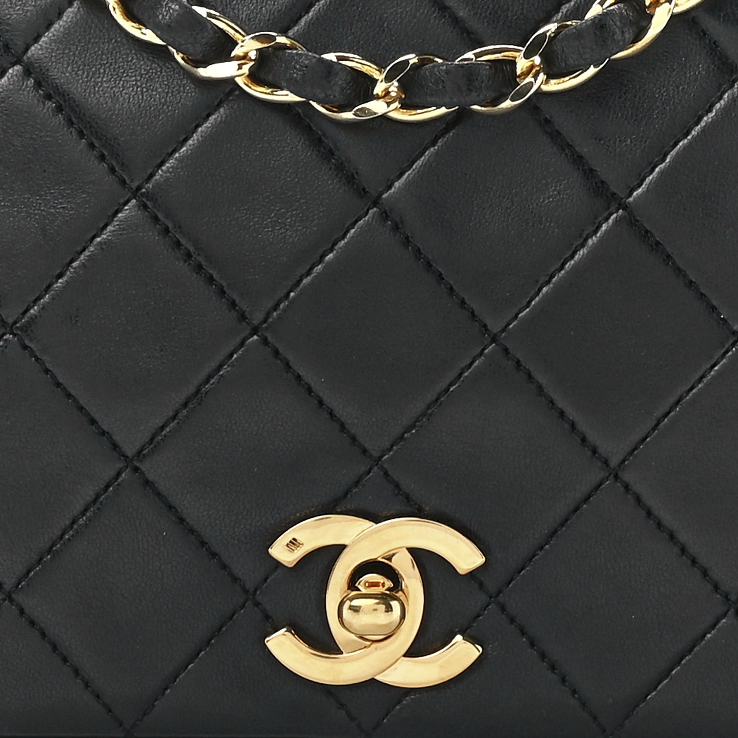 Lambskin Quilted Small Single Flap Black