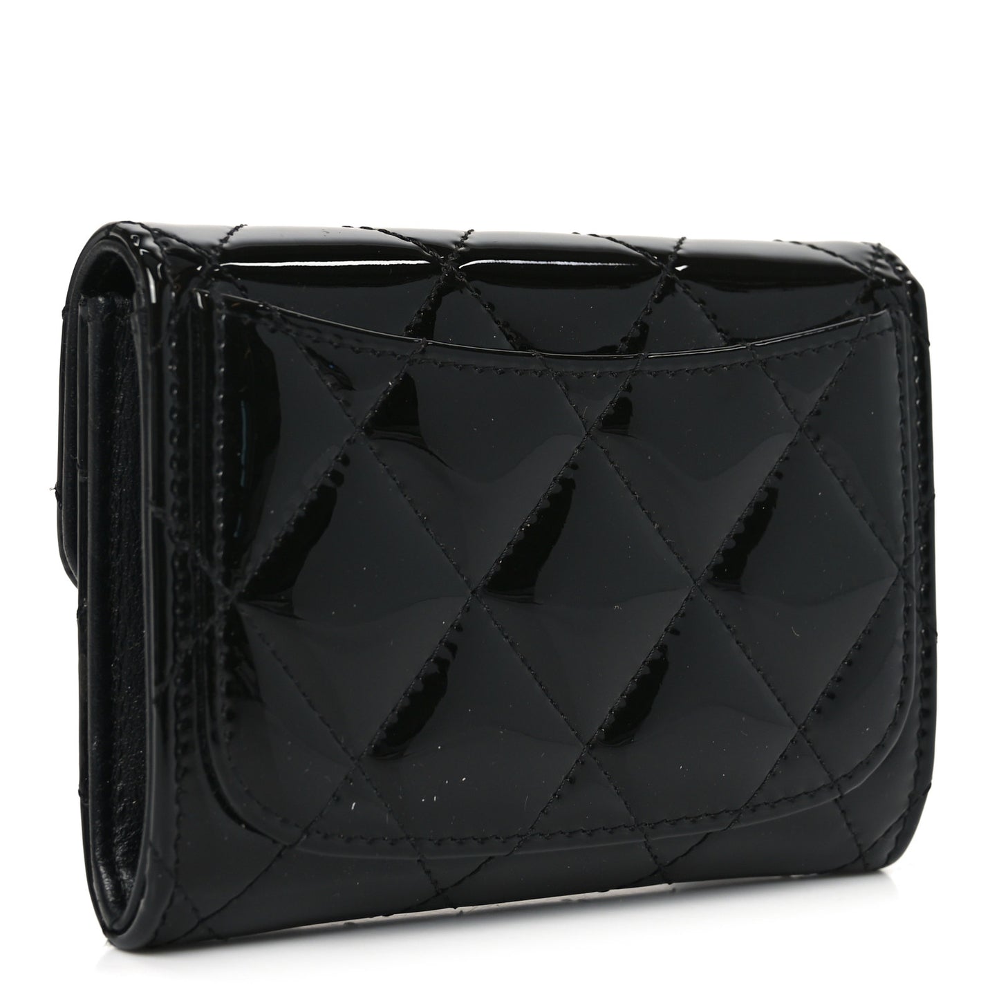 Patent Quilted Reissue Flap Card Holder Wallet So Black