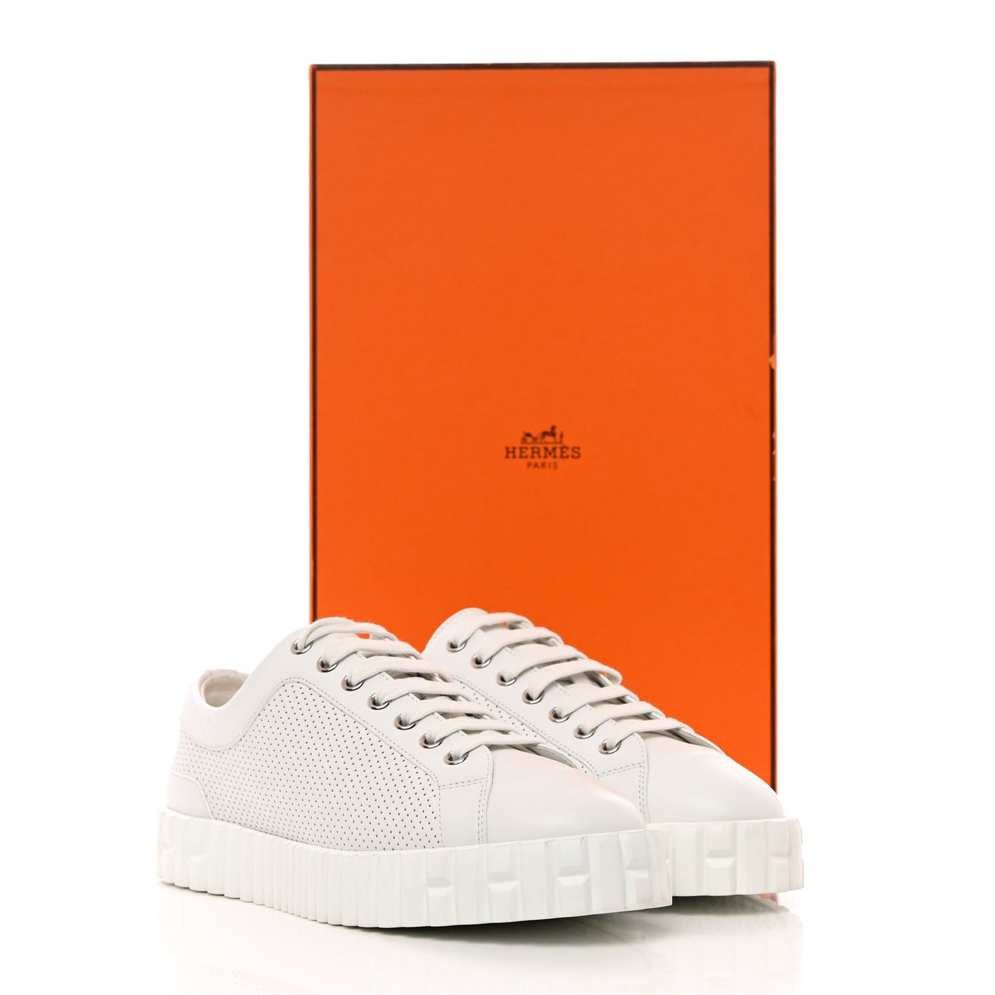 Perforated Calfskin Cross Sneakers 37.5 White