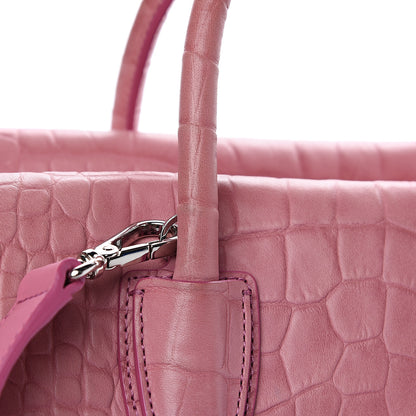 MCM Calfskin Crocodile Embossed Medium Milla Tote Pink 9 of 12
