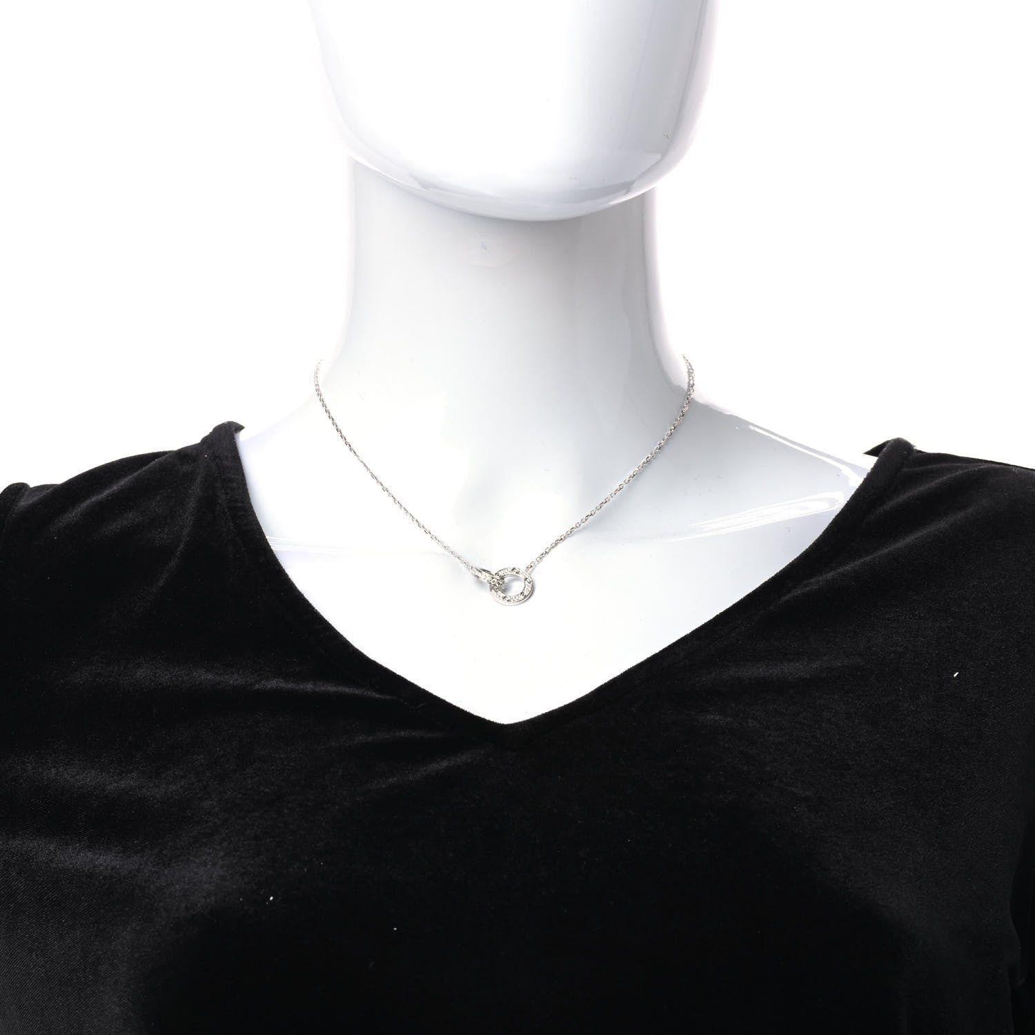 Cartier 18K White Gold Diamond Interlocking LOVE Paved Necklace 2 of 6