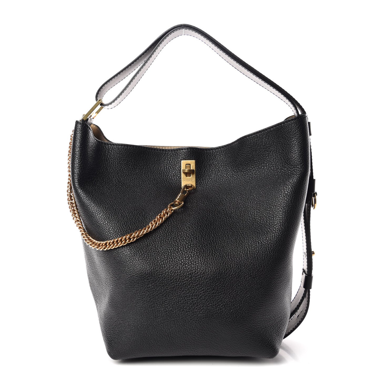 Grained Calfskin GV Bucket Bag Black