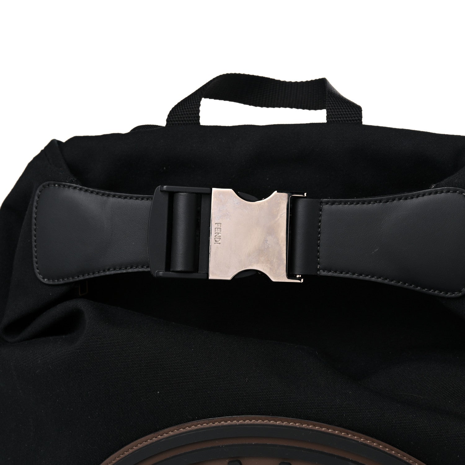 Fendi Nylon Stamp Patch Cross Strap Backpack Black Maya 16 of 17