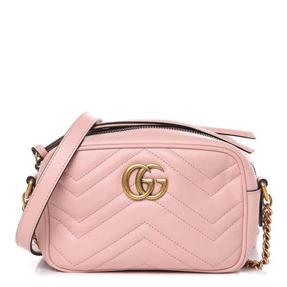 Gucci Calfskin Matelasse Mini GG Marmont Chain Shoulder Bag Perfect Pink 1 of 9