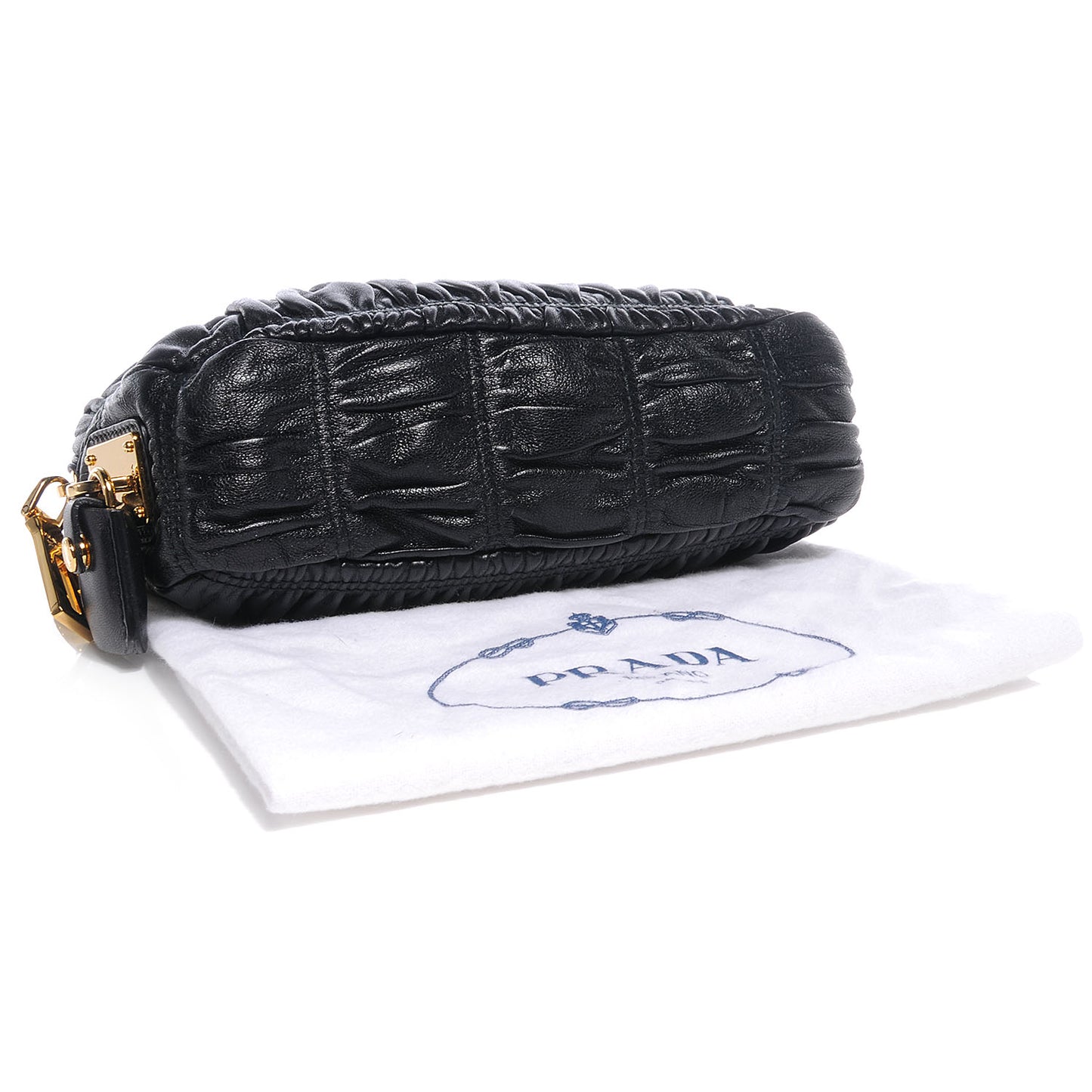 Nappa Gaufre Leather Pochette Crossbody Bag Nero Black