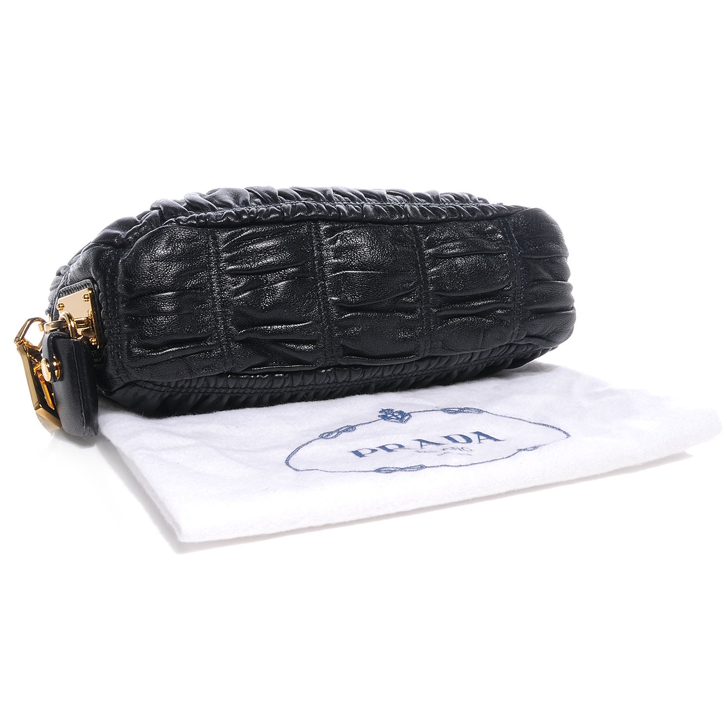 Prada Nappa Gaufre Leather Pochette Crossbody Bag Nero Black 4 of 8