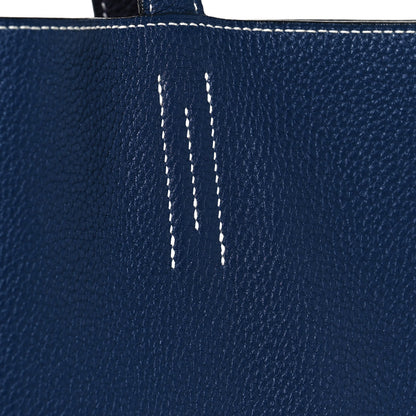 Hermes Taurillon Clemence Double Sens 36 Reversible Tote Bleu Saphir Prune 7 of 18
