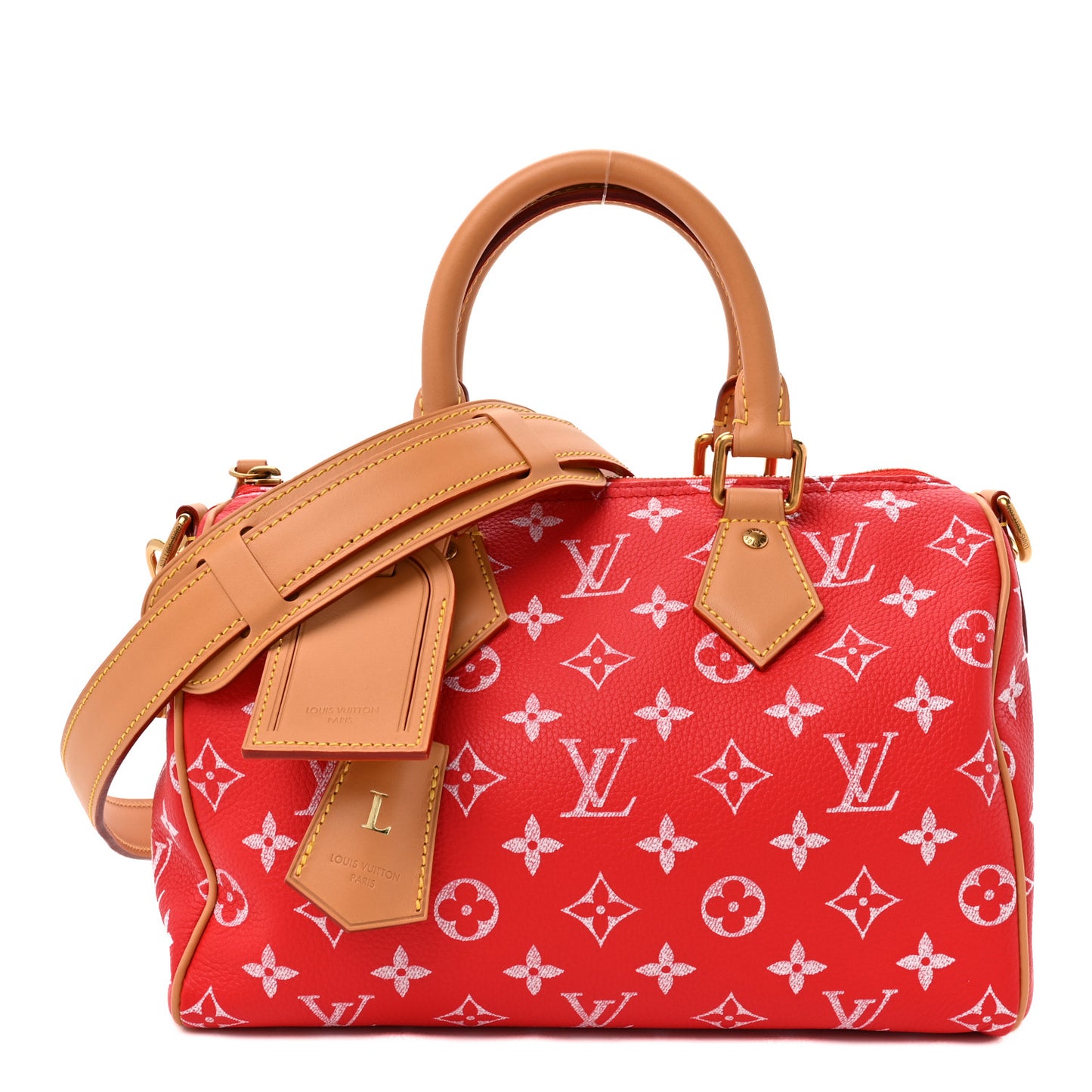 Soft Calfskin Monogram Speedy P9 Bandouliere 25 Red