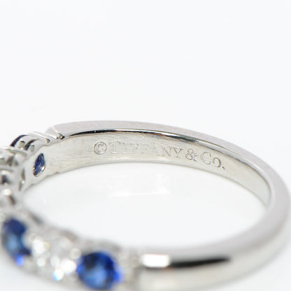 Tiffany Platinum Diamond Blue Sapphire Embrace Ring 4.5 5 of 5