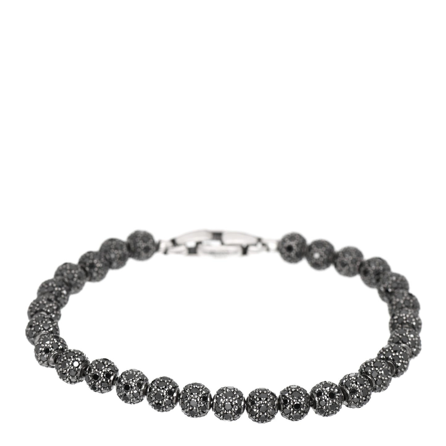 Sterling Silver Black Diamond 6mm Spiritual Beads Bracelet M