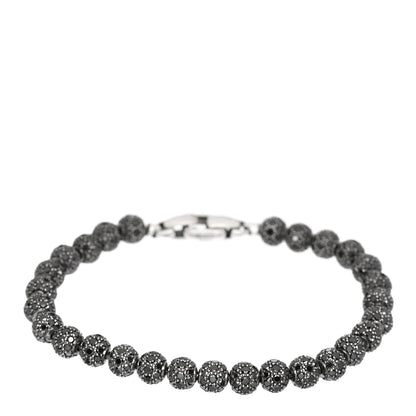 David Yurman Sterling Silver Black Diamond 6mm Spiritual Beads Bracelet M 1 of 4
