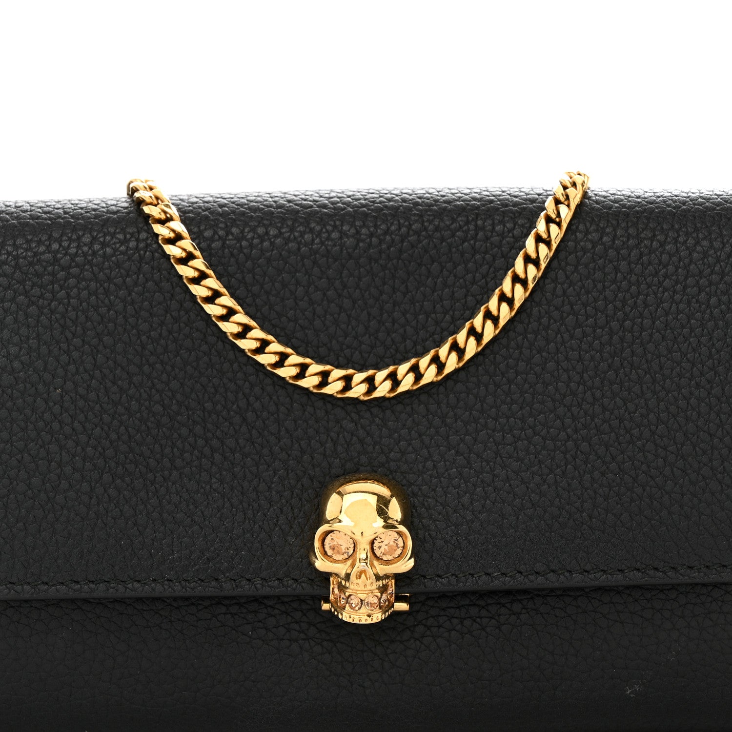 Alexander McQueen Pebbled Calfskin Skull Wallet on Chain Black 9 of 14