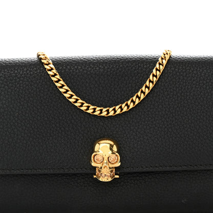 Alexander McQueen Pebbled Calfskin Skull Wallet on Chain Black 9 of 14