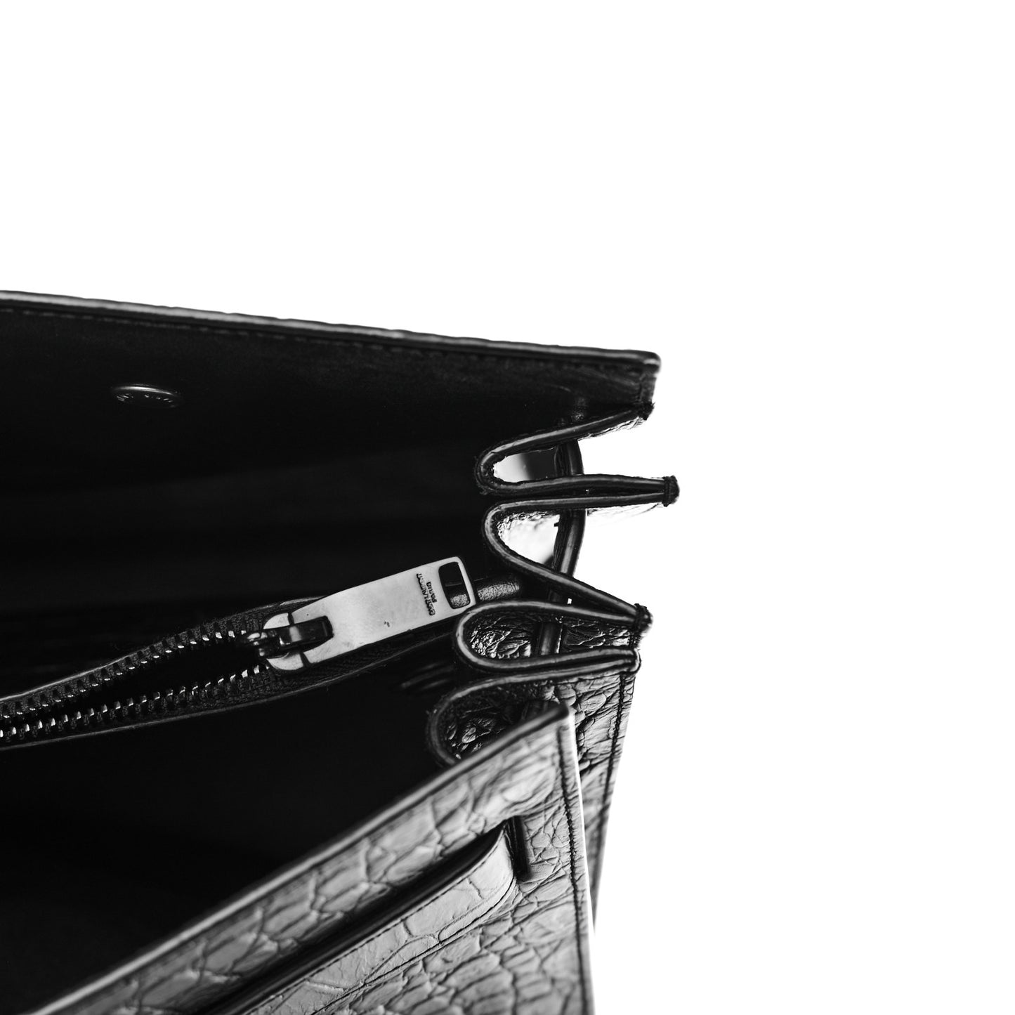 Calfskin Crocodile Embossed Large Sac De Jour Carryall Black