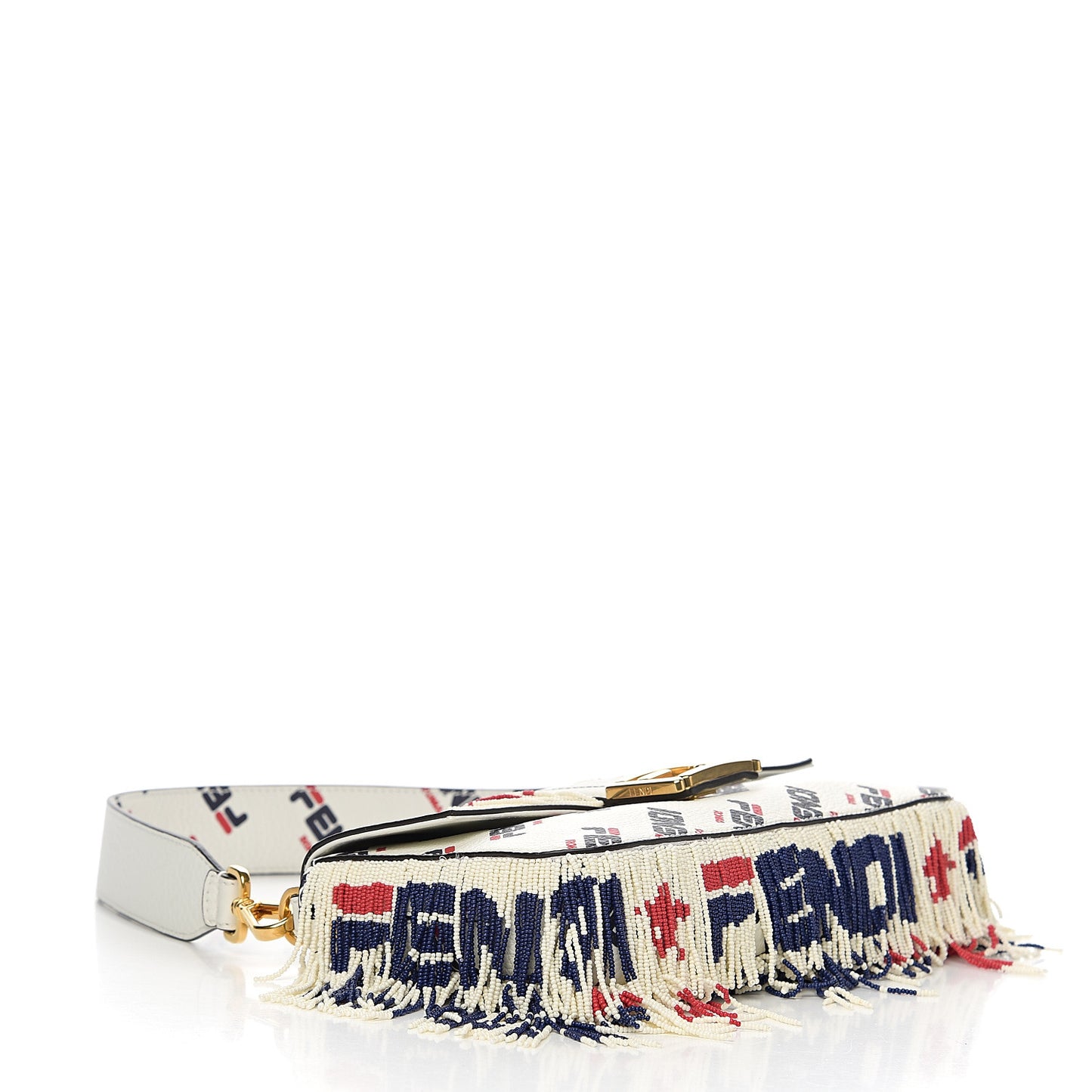 X FILA Calfskin Mania Fringe Baguette White