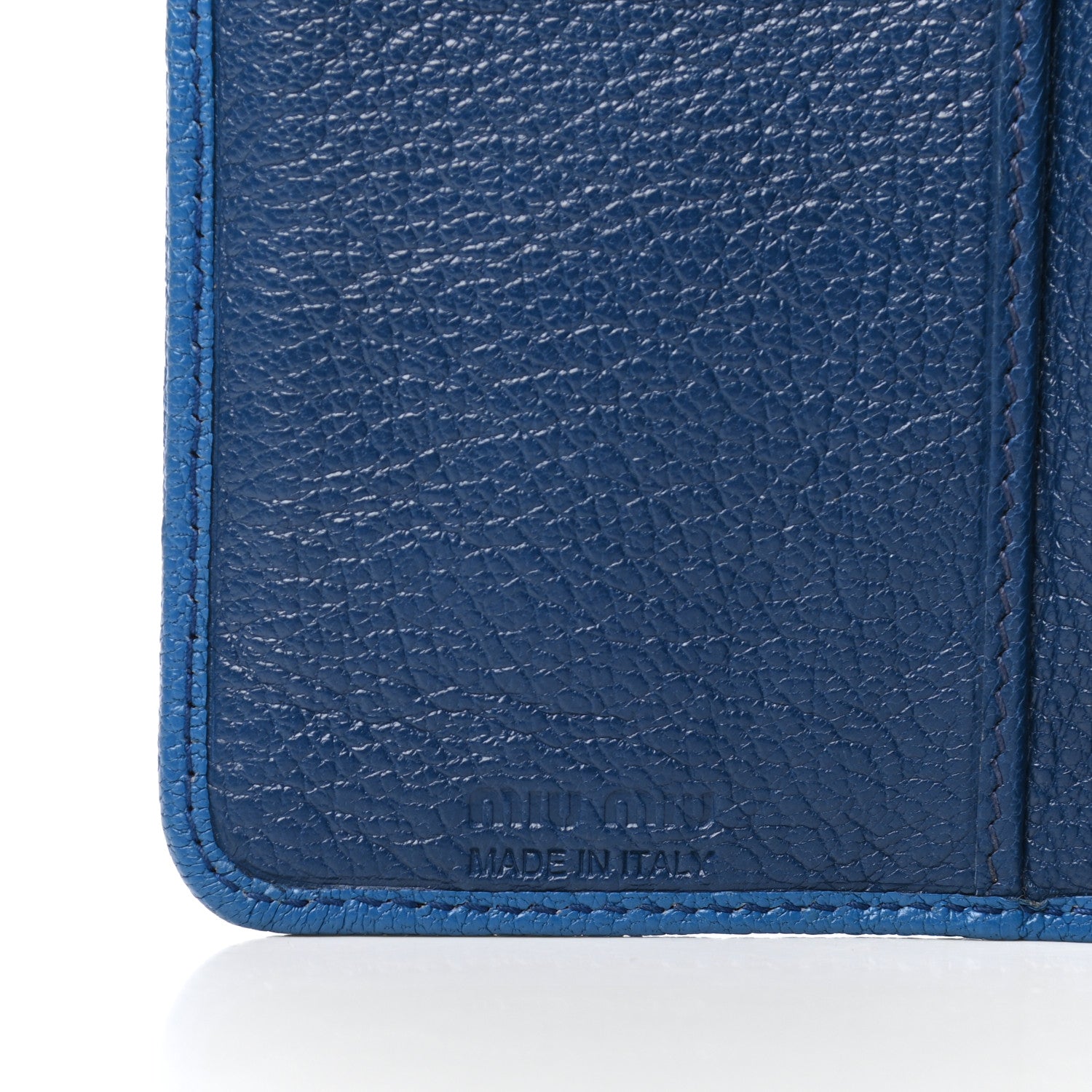 Miu Miu Goatskin Madras Compact Flap Wallet Cobalto Marea 6 of 8