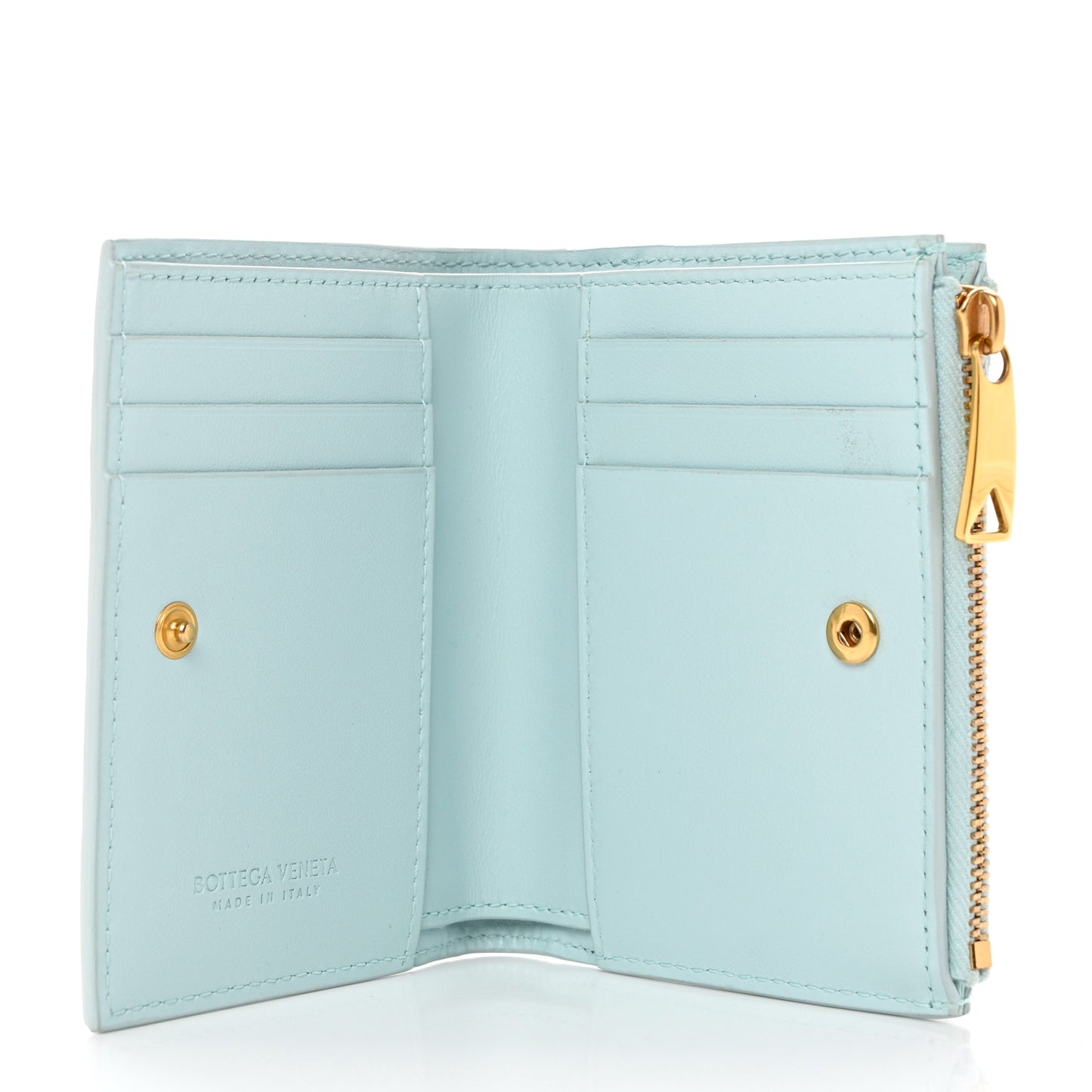 Nappa Intrecciato Bifold Zip Wallet Teal Washed
