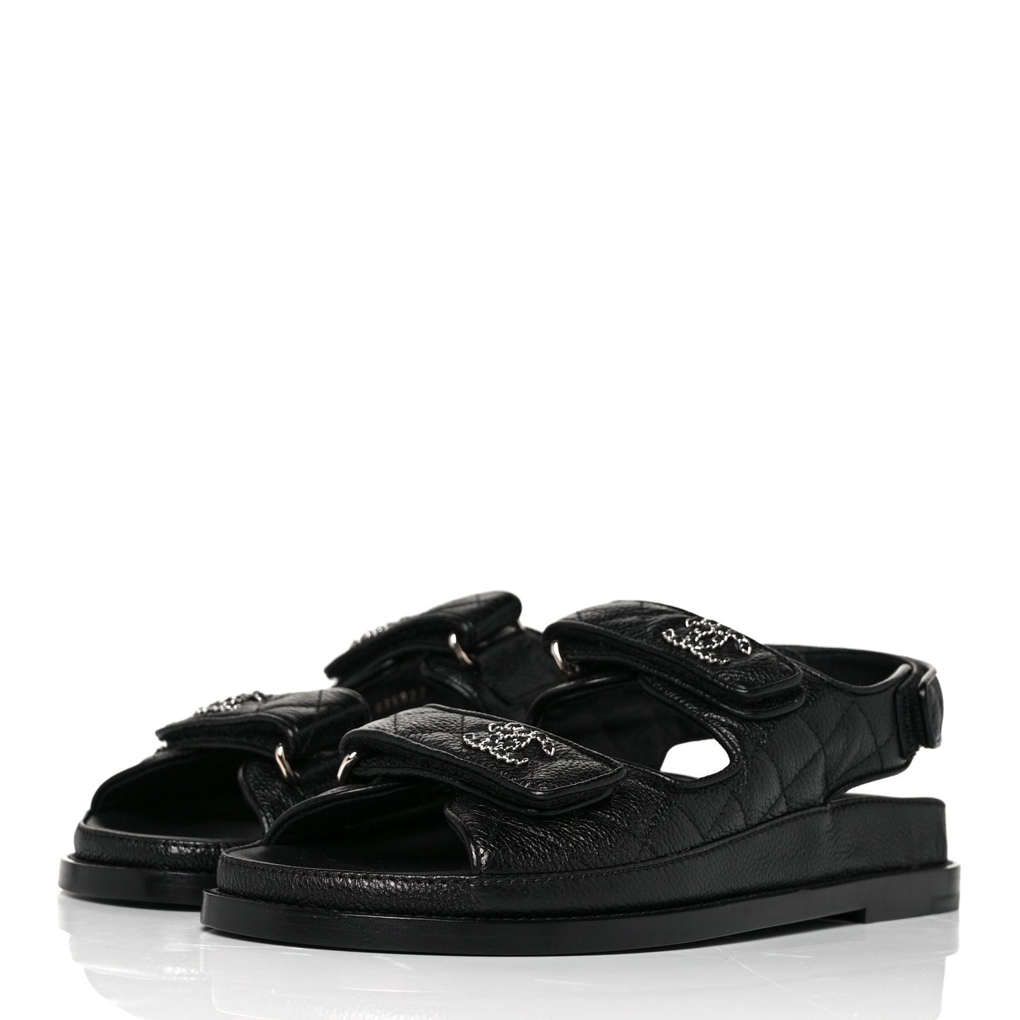 Grained Calfskin Velcro Dad Sandals 36.5 Black