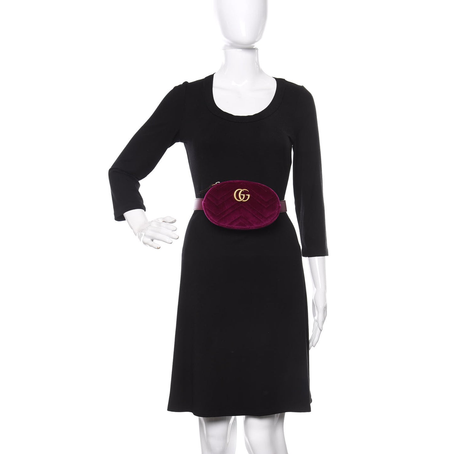 Velvet Matelasse GG Marmont Belt Bag 85 34 Fuchsia Violet Cyclamen