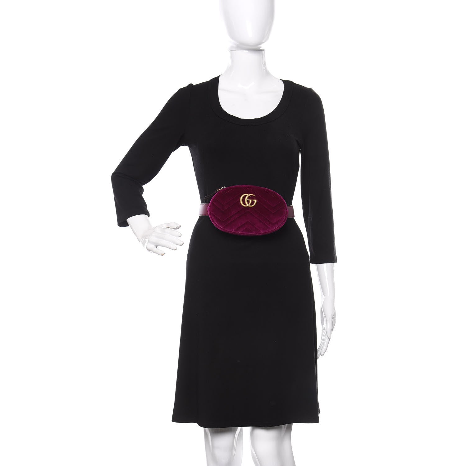 Gucci Velvet Matelasse GG Marmont Belt Bag 85 34 Fuchsia Violet Cyclamen 2 of 11