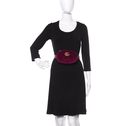 Gucci Velvet Matelasse GG Marmont Belt Bag 85 34 Fuchsia Violet Cyclamen 2 of 11