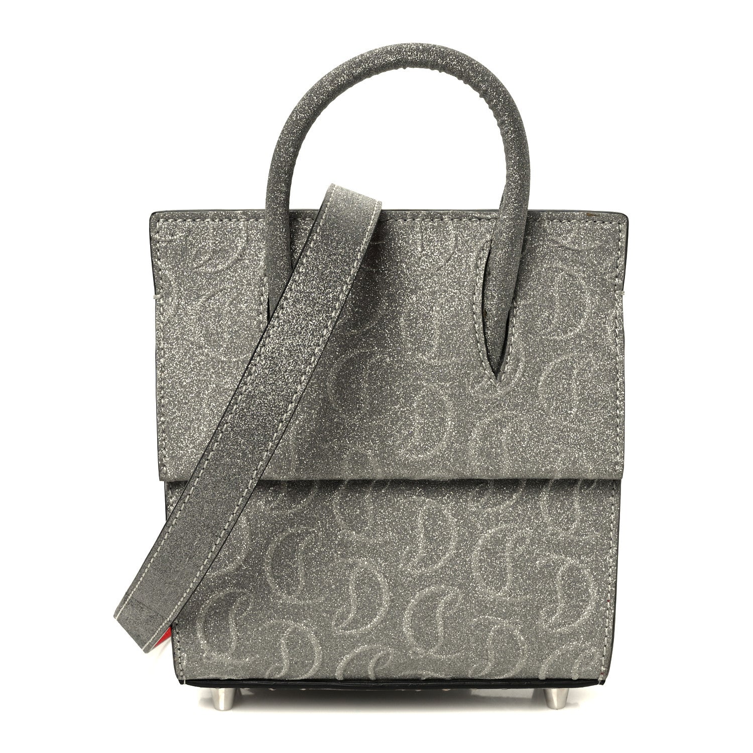 Christian Louboutin Glitter Calfskin Paloma Mini Empire Tote Silver 1 of 12