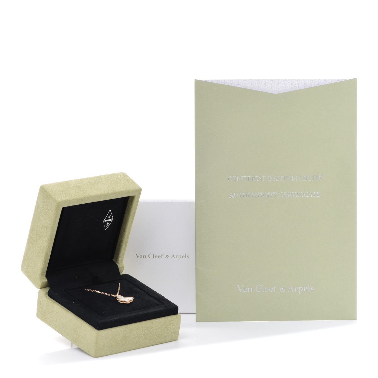 Van Cleef & Arpels 18K Yellow Gold Mother of Pearl Sweet Alhambra Butterfly Pendant Necklace 6 of 6