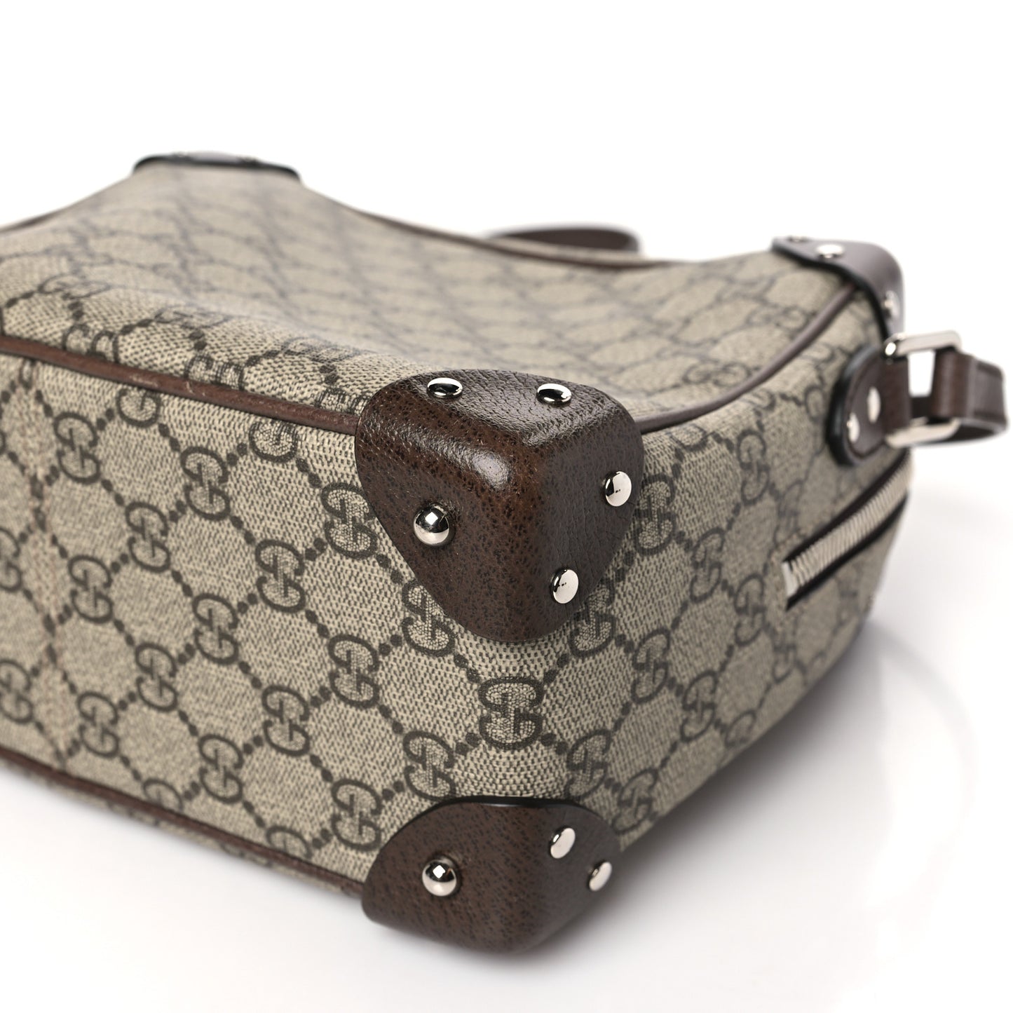 GG Supreme Monogram Textured Calfskin Square Messenger Bag Beige Ebony New Acero