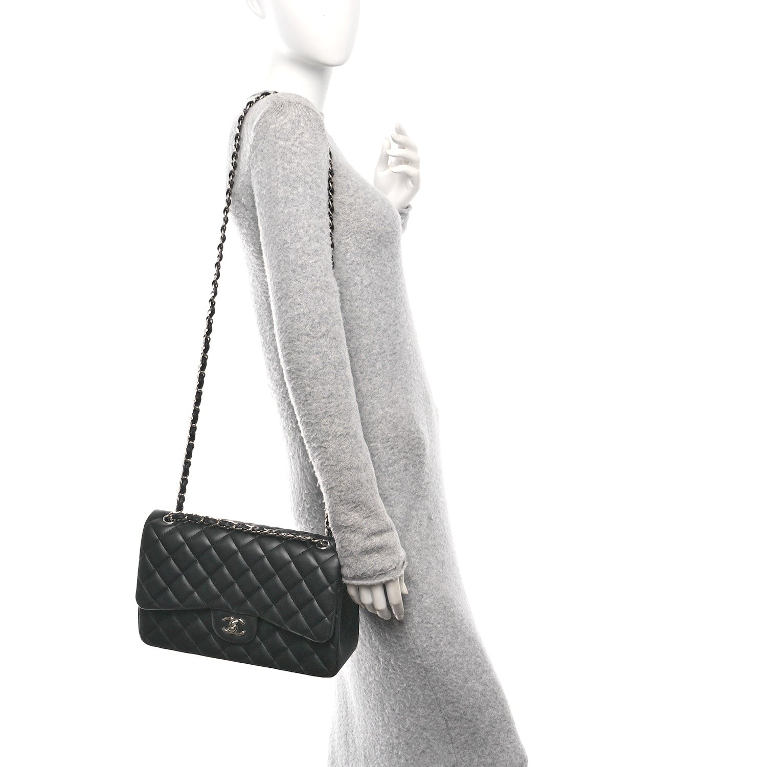 Chanel Lambskin Quilted Jumbo Double Flap Black 3 of 12