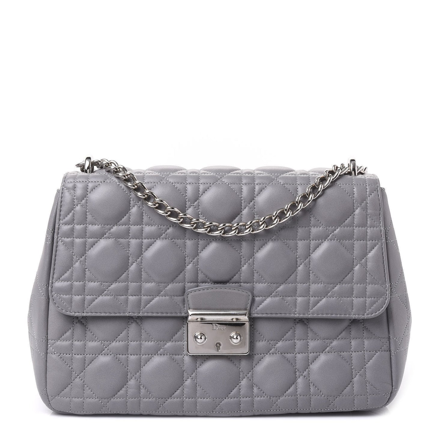 Lambskin Cannage Large Miss Dior Flap Grey