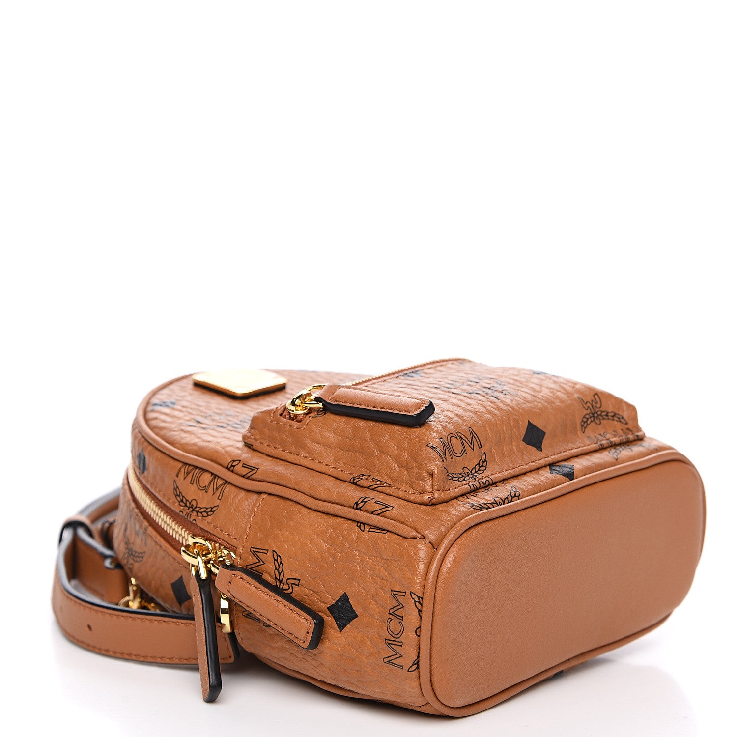 MCM Visetos Mini Backpack Crossbody Bag Cognac 3 of 8