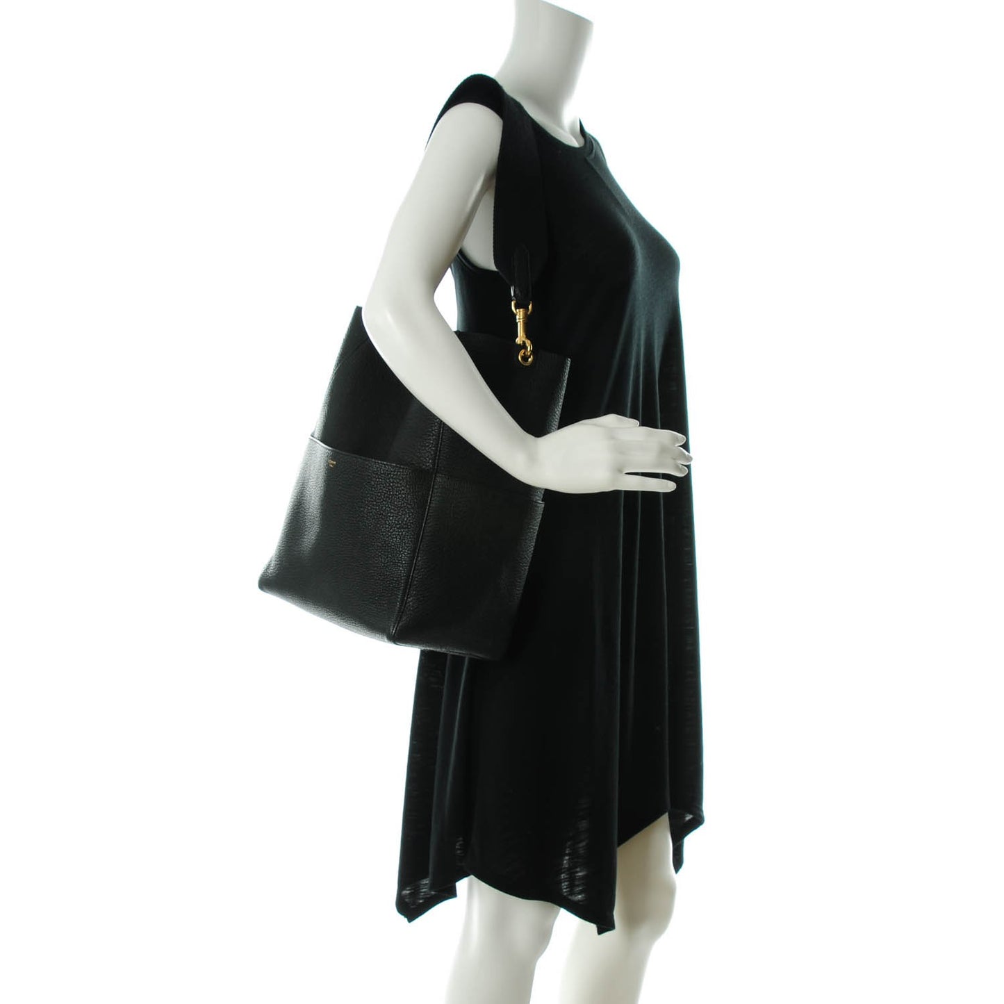 Goatskin Sangle Bucket Bag Black