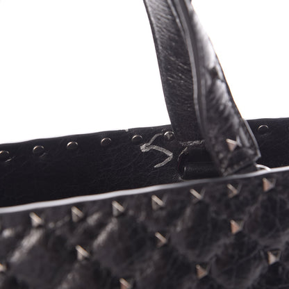 Valentino Garavani Craquele Nappa Rockstud Spike Tote Black 9 of 9