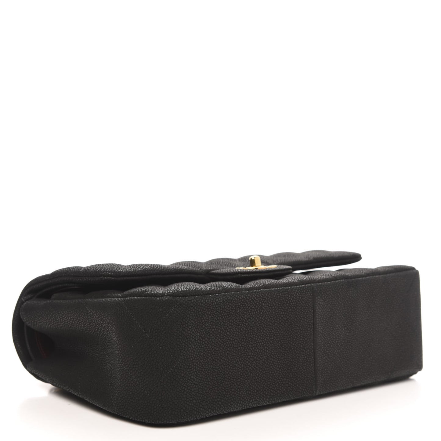Iridescent Caviar Quilted Jumbo Double Flap Black