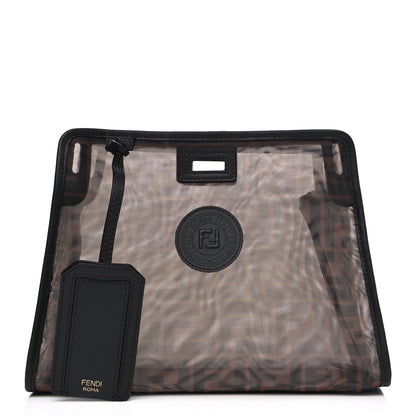 Fendi Mesh Vitello Century FF 1974 Mini Peekaboo Defender Cover Marrone Black Ebano 1 of 4
