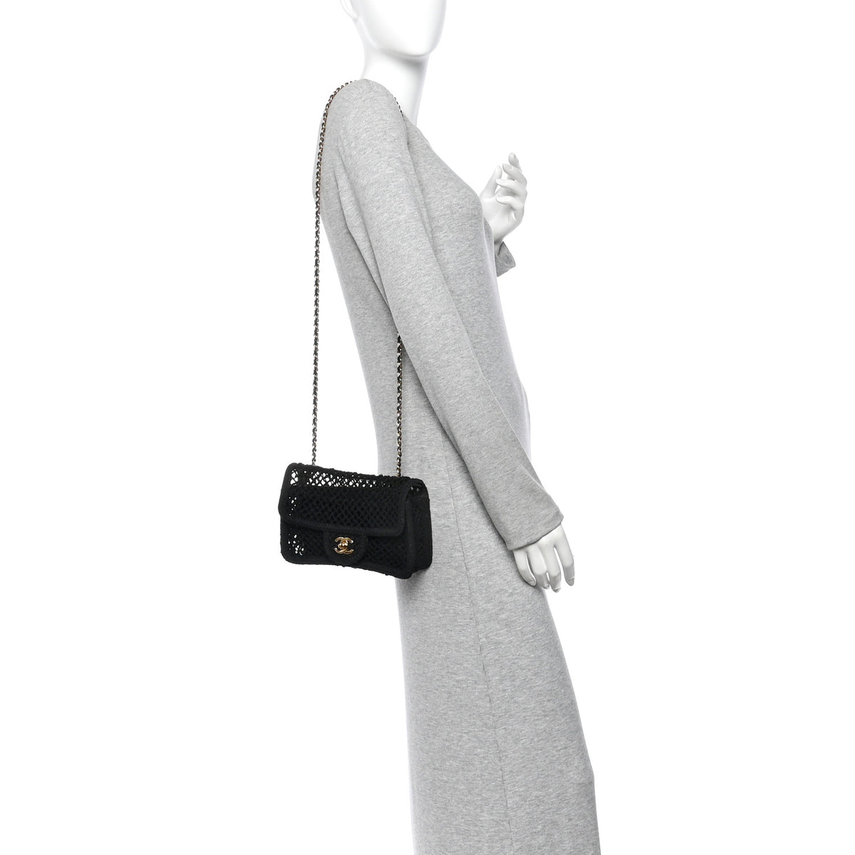 Chanel Mesh Macrame Small Flap Bag Black 2 of 12