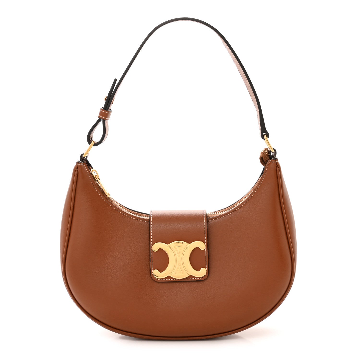 Celine Smooth Calfskin Medium Strap Ava Triomphe Shoulder Bag Tan 1 of 11