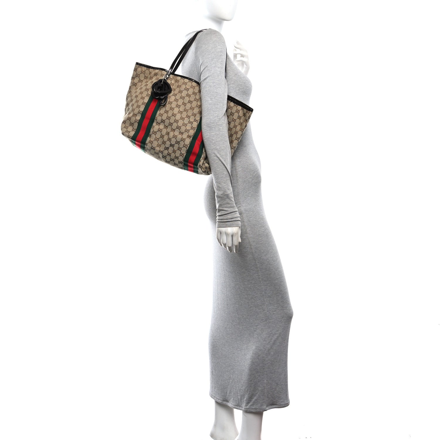 Gucci Monogram Web Large Jolie Tote Brown 2 of 11