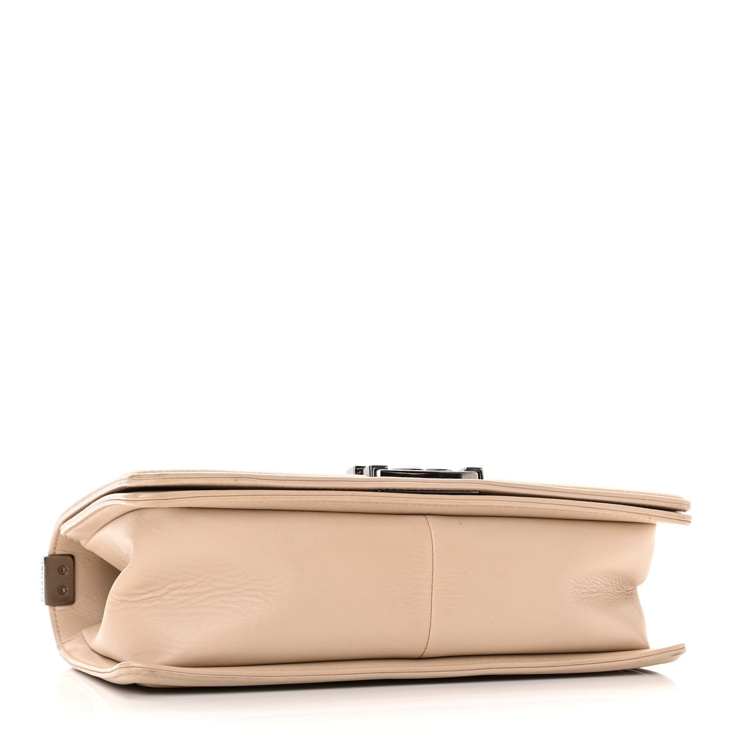 Calfskin Chevron Chain Medium Boy Flap Beige
