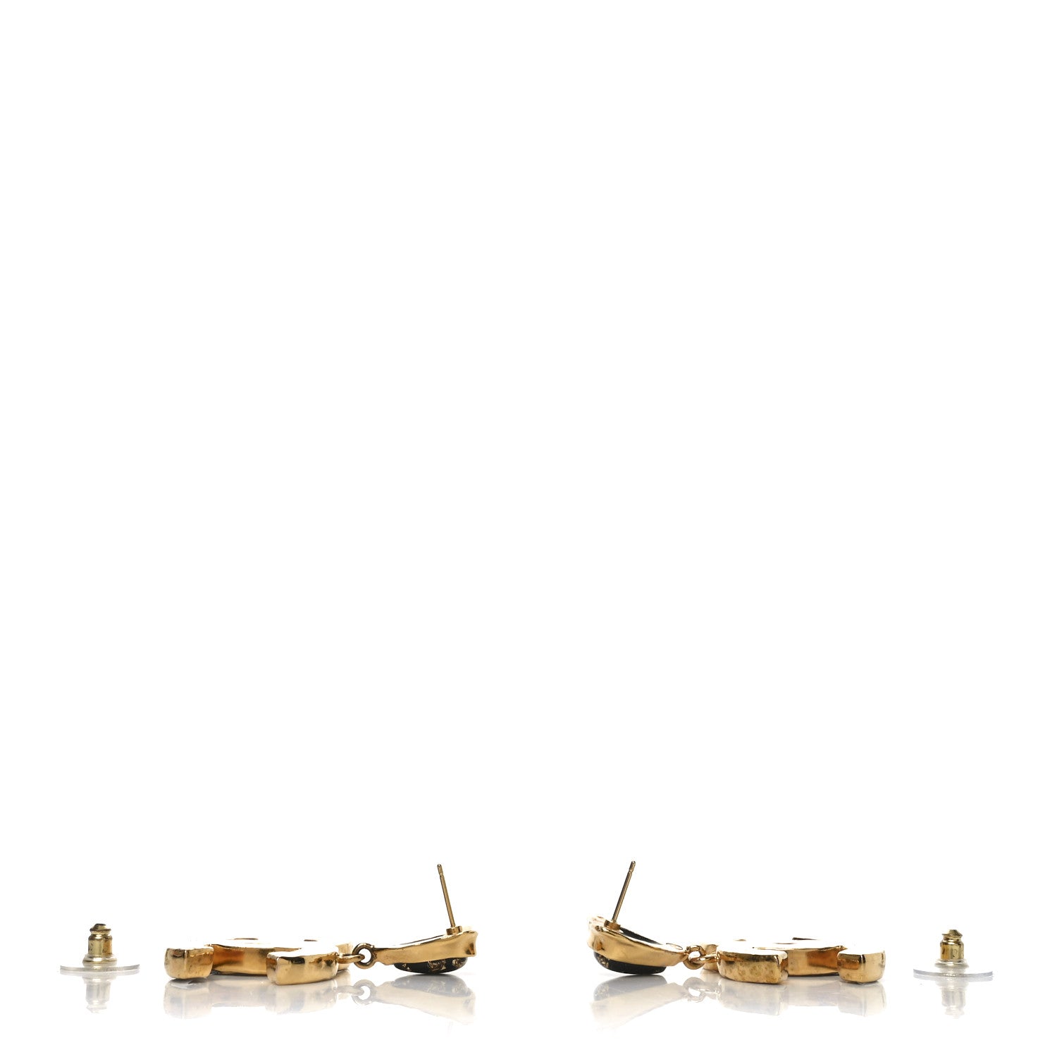 Chanel Resin CC Drop Earrings Gold Black 3 of 4