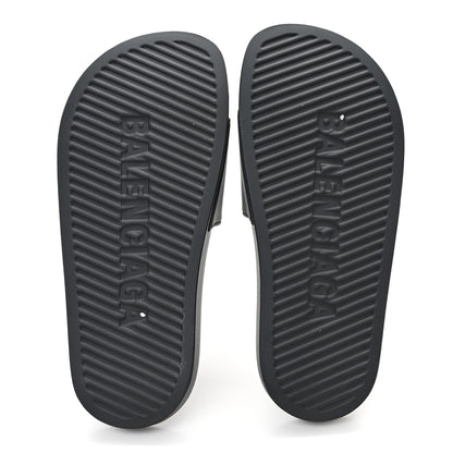Balenciaga Rubber Paris Logo Womens Slide Sandals 35 Black 6 of 9
