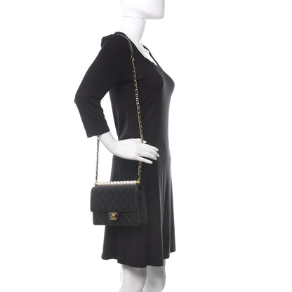 Chanel Lambskin Quilted Small Chic Pearls Flap Black 2 of 11