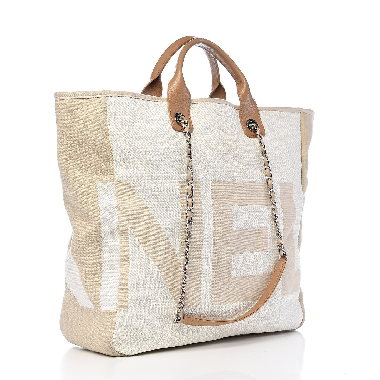 Canvas Large Shopping Tote White Beige
